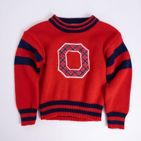 Vintage OshKosh B'Gosh 80s 3-Piece Overalls Knit Sweater Shirt Set Plaid Red 4T - Picture 8 of 16